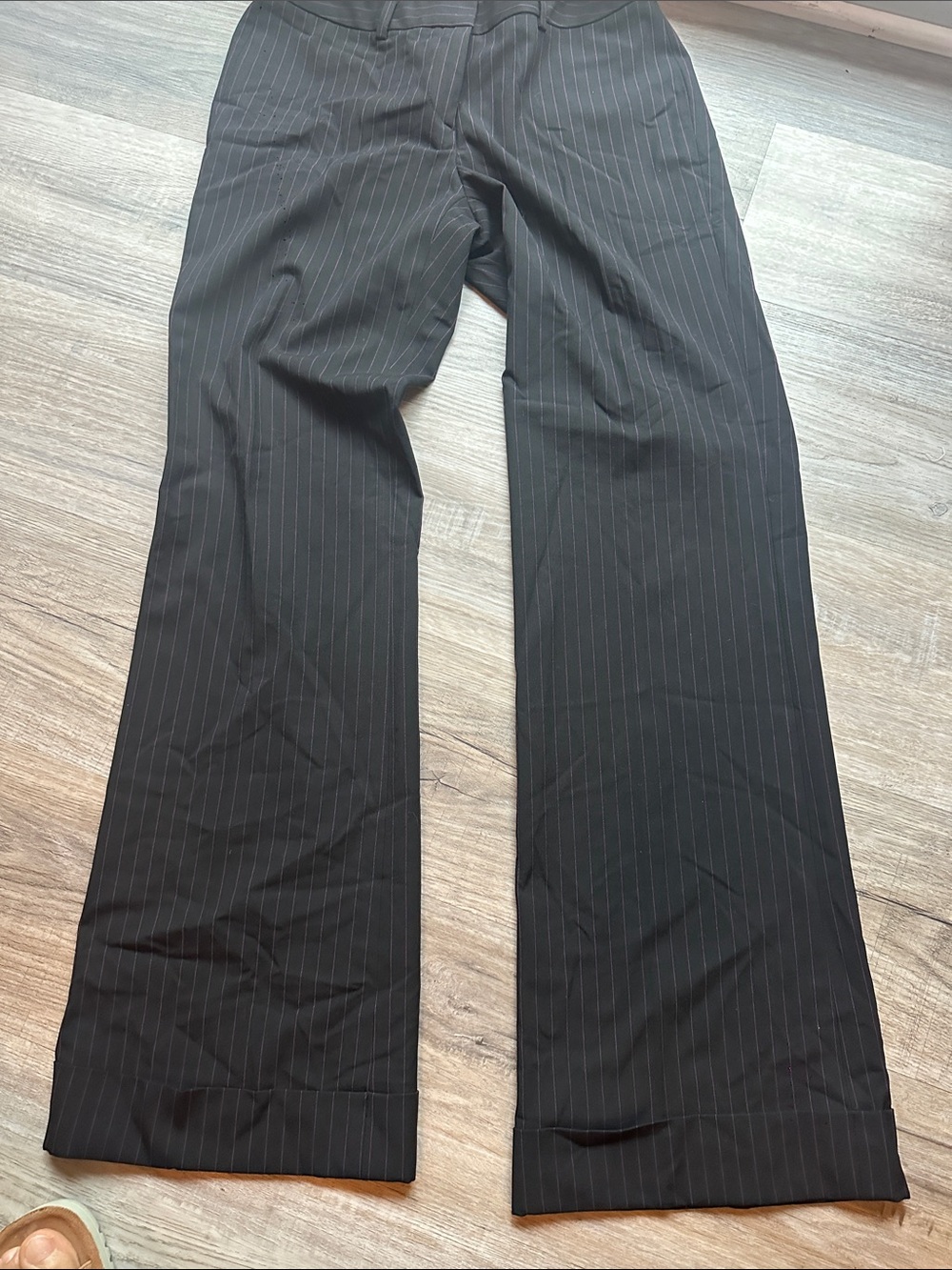 Women's Black Pinstripe Wide-Leg Dress Pants